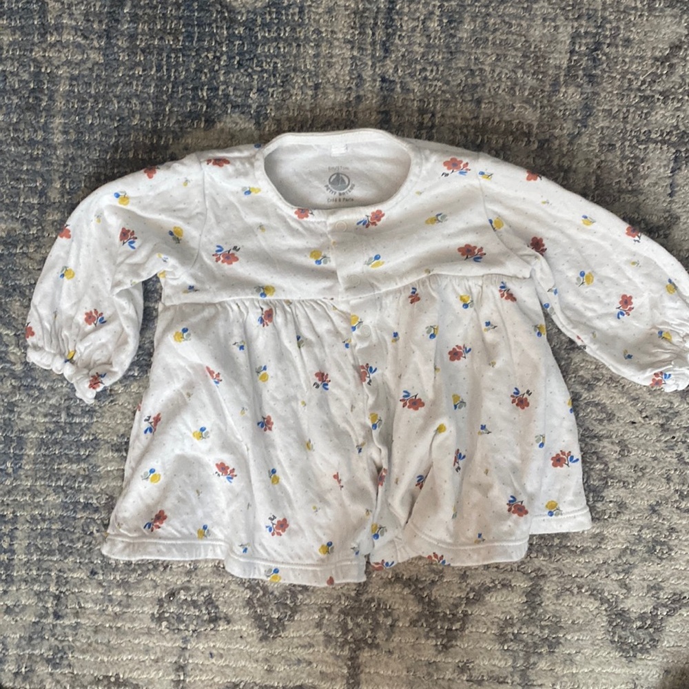 Petit Bateau Floral Print Organic Cotton tunic dress 6M
